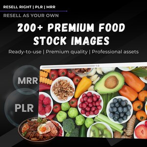 200+ Essen Stock Bilder bündeln | Mahlzeiten, Zutaten, Küchen Szenen, Flatlays | Hochauflösende JPGs | PLR + MRR | Rebrand & Verkaufen, Pro Fotos, Bild