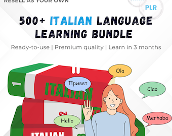 500+ Italian Language Learning Bundle | PDF Lessons, Audio Courses, Flashcards, Grammar, Vocabulary & Practice | PLR + MRR | Rebrand