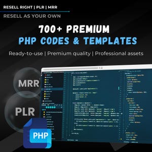 Oltre 700 codici PHP, bundle di modelli / script, strumenti, frammenti di app Web, moduli CMS / MRR / Rebranding, vendita, rivendita, codice, temi, copia e incolla
