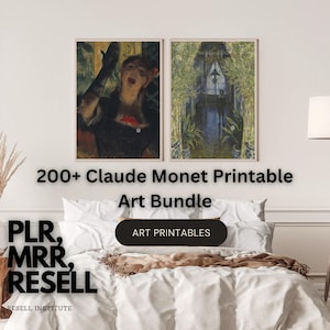 200+ Claude Monet Printable Art Bundle | MRR, Printable Art, Monet Poster, Monet Canvas Wall Art, Monet Paintings, PLR, Wall Art, Art Bundle