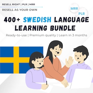 400+ Swedish Language Learning Bundle | PDF Lessons, MP3 Audio, Flashcards, Grammar & Vocabulary | PLR + MRR | Rebrand, Learn Swedish Fast