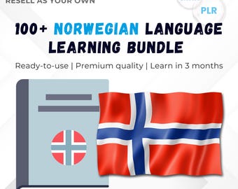 100+ Norwegian Language Learning Bundle | Bokmål | PDF Lessons, Audio, Flashcards & Grammar Tools | PLR + MRR | Rebrand, Learn in 3 months