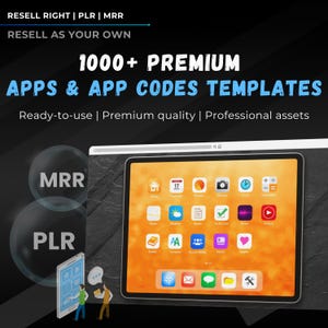 Paquete de más de 1000 plantillas de aplicaciones / Kits de interfaz de usuario para iOS y Android, aplicaciones web, paneles / Figma, Xd + código / PLR + MRR / Rebranding, venta, códigos de aplicaciones, temas