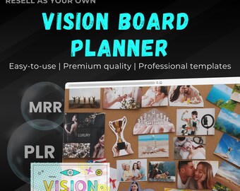 Vision Board Planner PDF | Goal Setting, Visualization, Dream Mapping, Manifestation Journal | Fillable & Printable | PLR + MRR | Resell