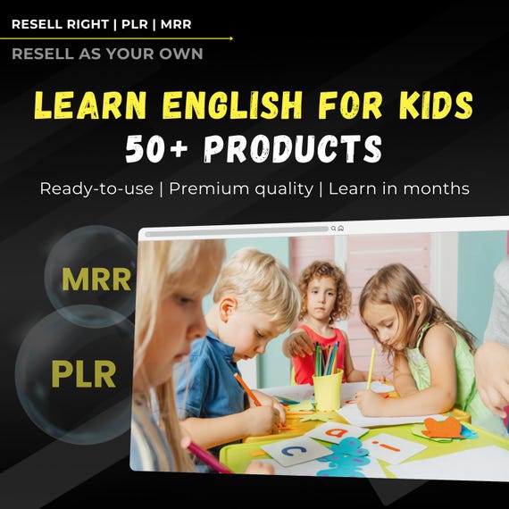 50+ Learn English for Kids Bundle | ESL Worksheets, Flashcards & Games | Preschool, Kindergarten Printable Activities | PLR, MRR,