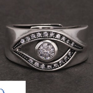 Sterling Silver Evil Eye Ring: Masonic Protection Jewelry