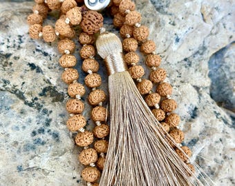 5 Mukhi Rudraksha Mala: 108 Prayer Beads Buddhist Necklace