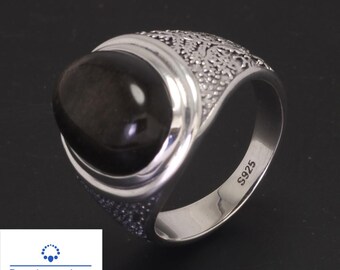 ハンドメイド ゴールデンシーンオブシディアンリング スターリング