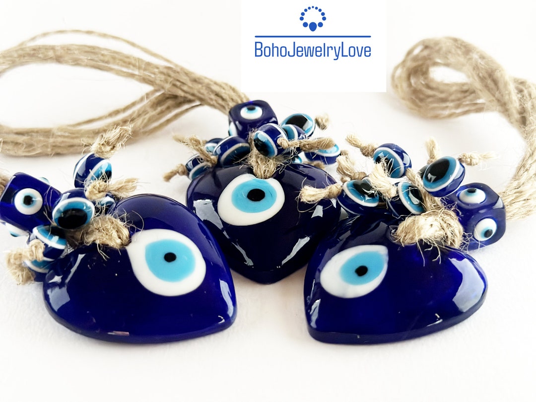 Blue Evil Eye Amulet • Handmade Glass Nazar, Boho Wall Decor - Etsy