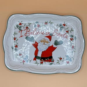 Pfaltzgraff Winterberry &#39;Believe in Santa&#39; Cookie Plate Platter Christmas
