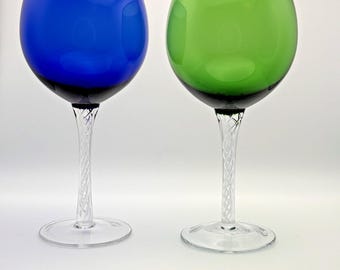 ブルーステムワイングラス - ツイストステム、クリアボウル（4個セット