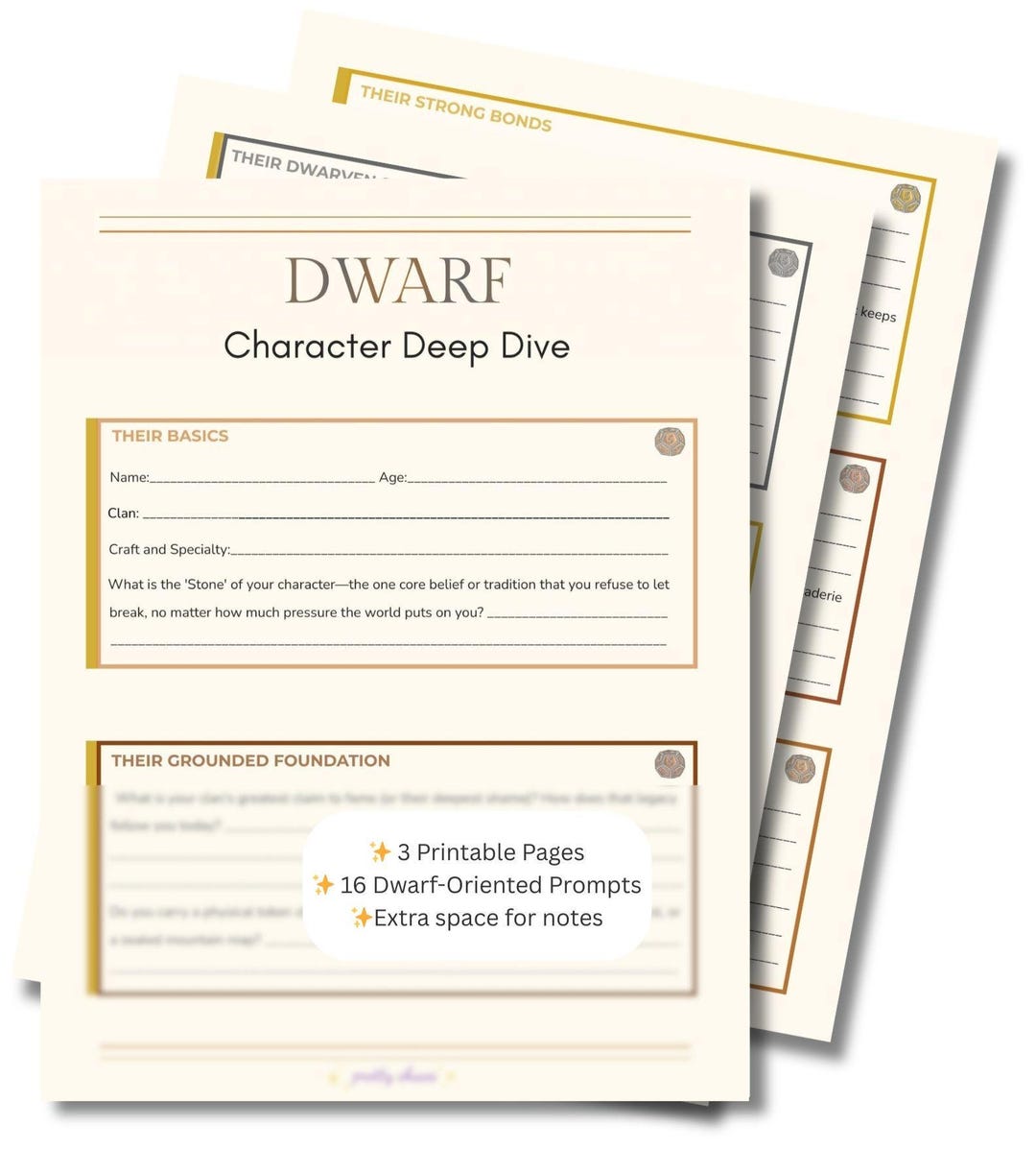 Dwarf Character Development Worksheets | D&D 5e Backstory Prompts | DND ...