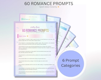 60 Romanze Schreibaufschläge Printable | Story Ideen für Autoren | Charakter Inspiration | Kreatives Schreiben Arbeitsblatt