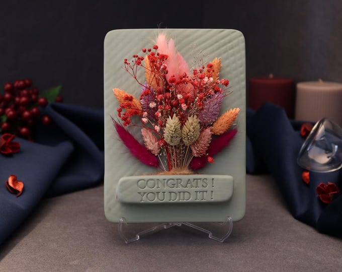 Congrats, You Did It! A unique dried & artificial flower arrangement with a ceramic base—perfect for celebrations and special gifts!