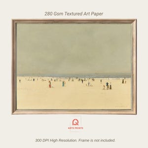 Vintage Coastal Landscape Art Print: Antique Beach Scene Decor