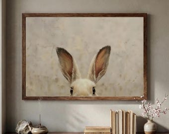 Bunny Ears Print: Peekaboo Rabbit Nursery Art