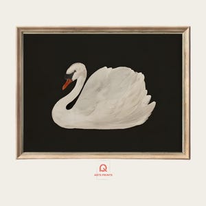 Impression cygne noir : oeuvre d&#39;art murale vintage oiseau minimaliste