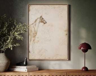 Illustration minimaliste de cheval : Croquis équestre rustique