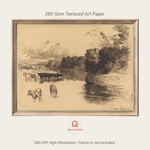 Schetsafdruk vee: vintage boerderijmuurkunst