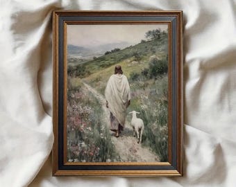 Jesus With Lamb Print: Christian Religious Wall Art