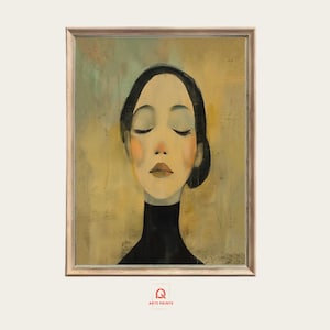 Minimalist Woman Portrait Print: Soft Toned Contemporary Face Art