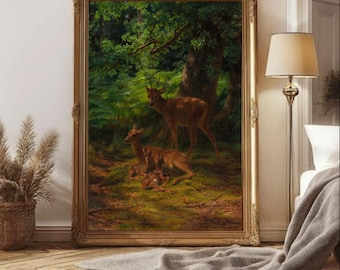 Vintage Woodland Deer Print: Stag Wall Art