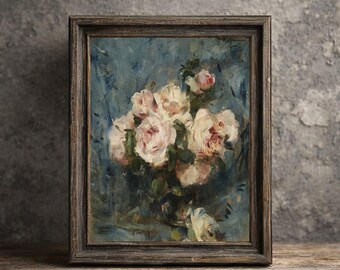 Blush Rose Print: Vintage Floral Art, Soft Roses Painting, Pastel Flower Wall