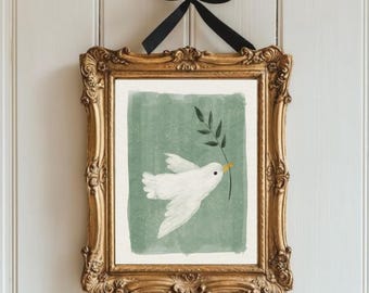 Nursery Bird Print: Boho Dove Wall Art for Kids Room