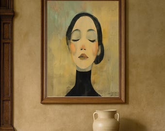 Woman Portrait Print: Soft Toned Contemporary Face Art