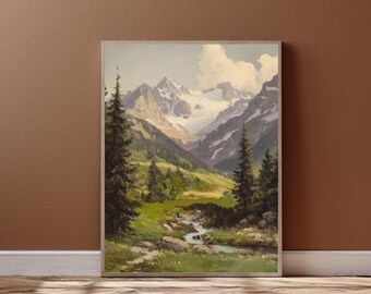 Mountain Print: Rustic Mountain Landscape Art