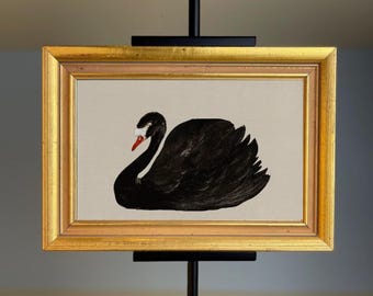 Black Swan Print: Minimalist Scandinavian Wall Art