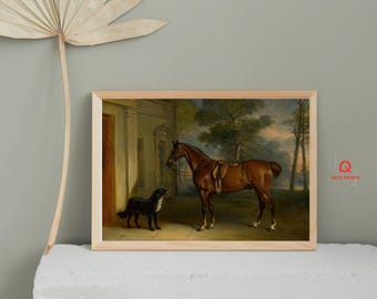 Vintage Horse and Dog Print: Equine Stable Art