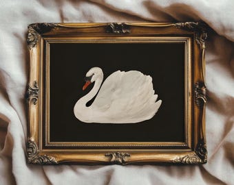Black Swan Print: Vintage Minimalist Bird Wall Art