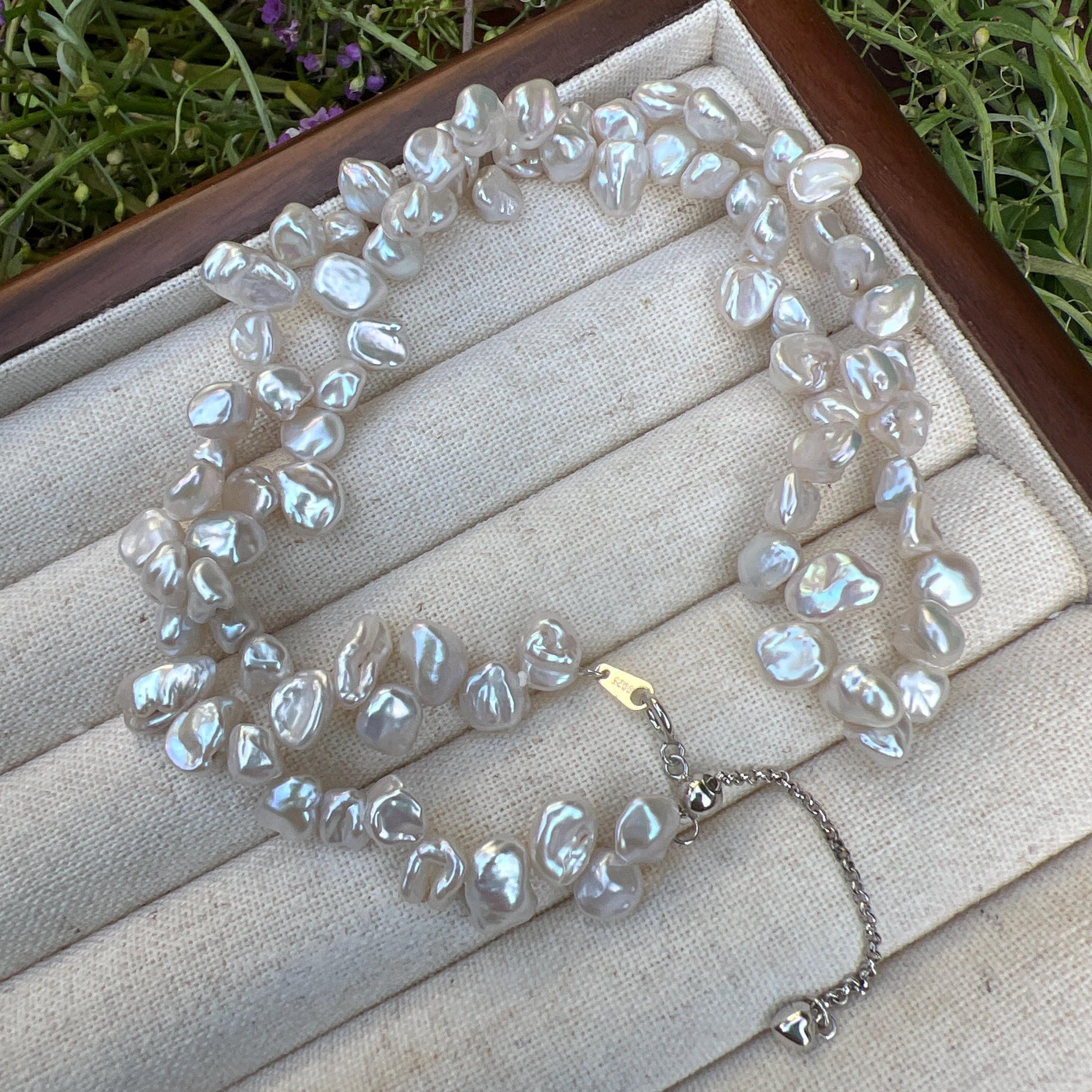 Sautoir Perles D'eau Douce Et Keishi - Fermoir Argent 925, 92,5 Cm, Neuf Avec étiquettes