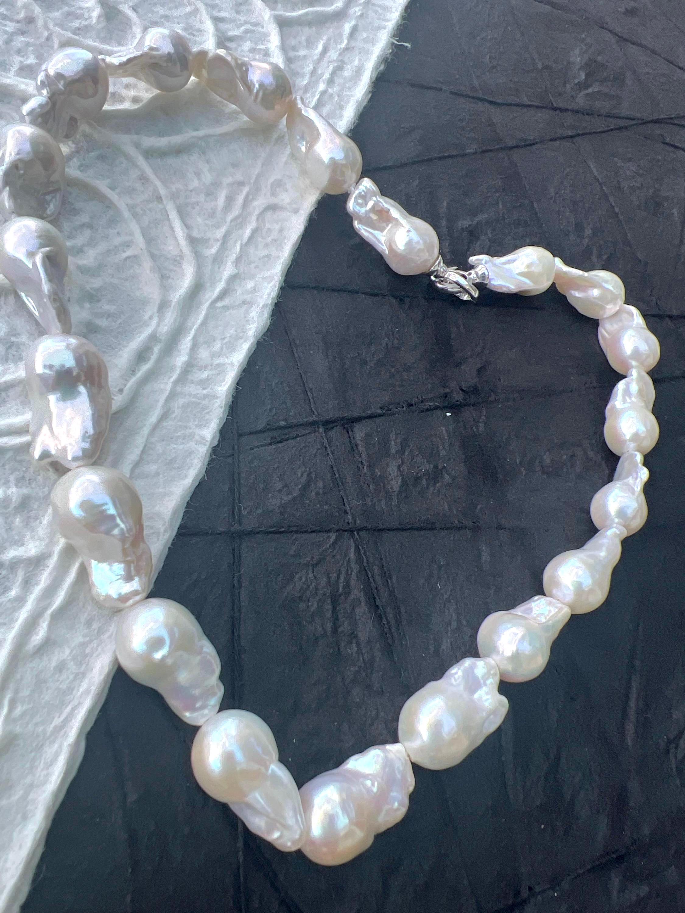 分厚いステートメントストーンビーズネックレス ビッグバロックパールゴールドチョーカー トレンディなボーホーカラフルストーンジュエリ 並行輸入品 ビッグバロックパールネックレス(ホワイト) | STELLAR HOLLYWOOD