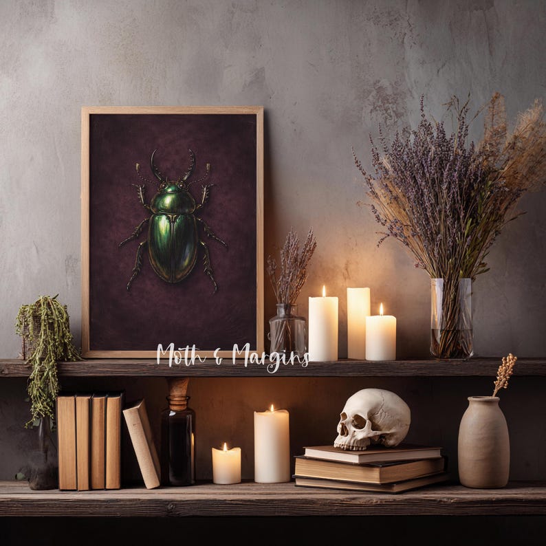Dark Academia Entomology Printable Art Set, Vintage Beetle and ...