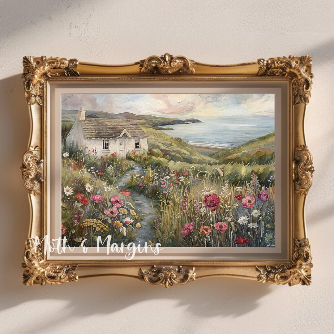 Seaside Cottage Garden Printable Wall Art Coastal Cottagecore Floral ...