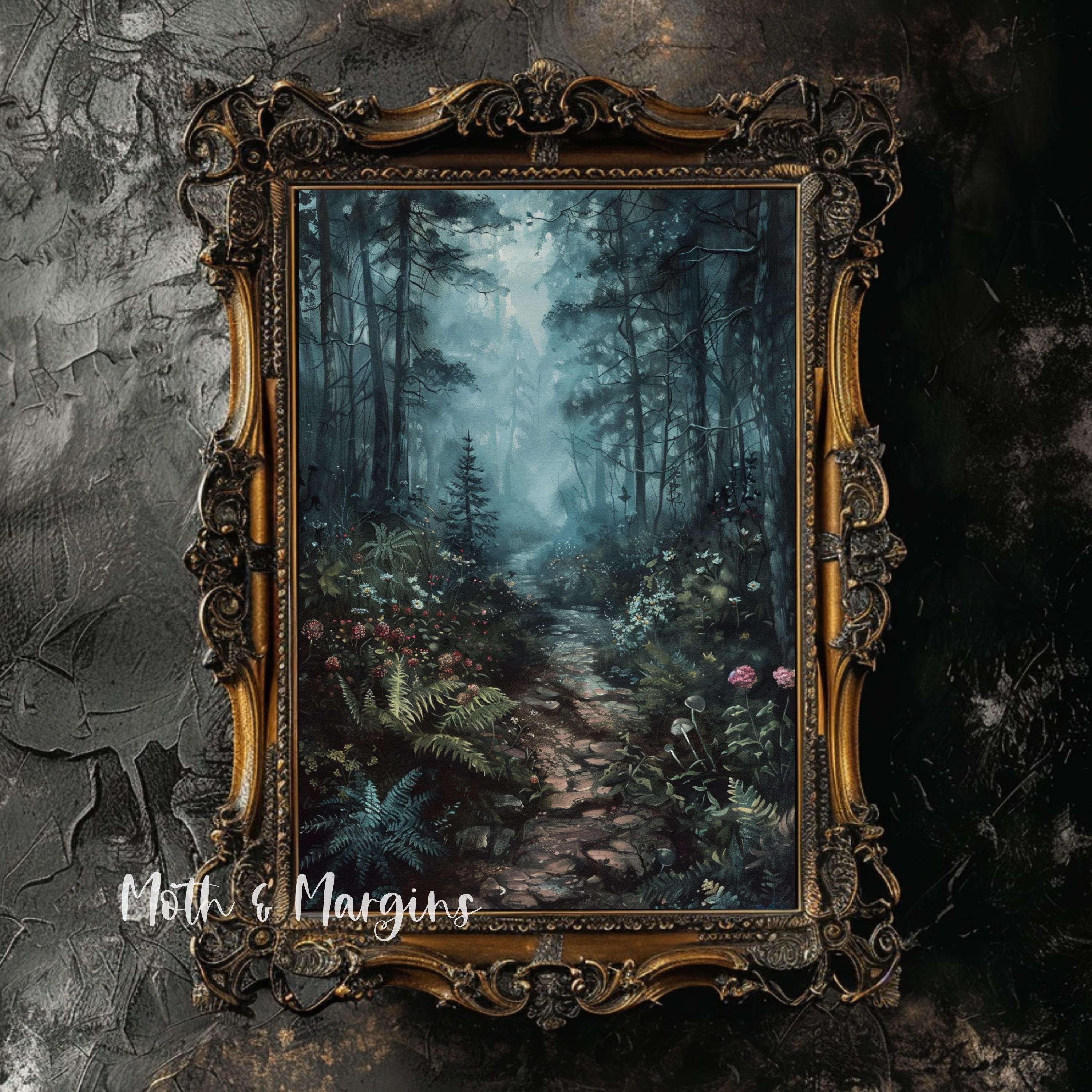 Moody Enchanted Forest Path Printable Wall Art, Dark Woodland ...