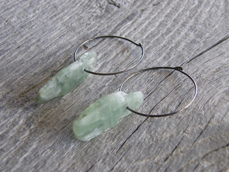 Green Kyanite Blade Hoop Earrings