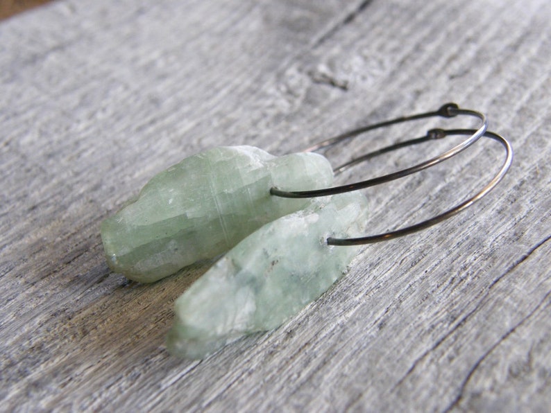 Green Kyanite Blade Hoop Earrings