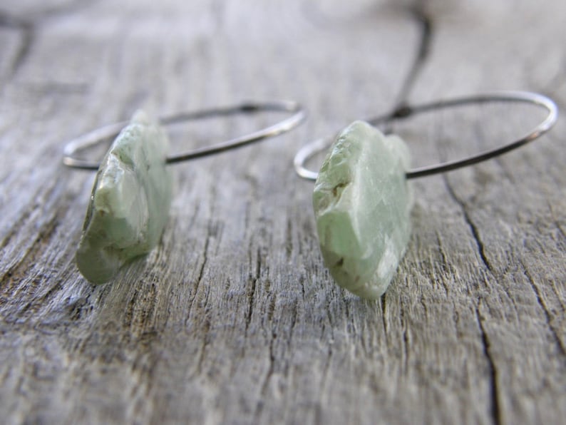Green Kyanite Blade Hoop Earrings