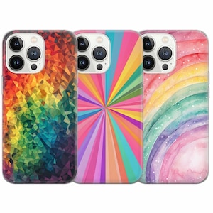 RAINBOW Phone case Multicolored Cover for iPhone 16 Pro Max, 15 Plus, 14, 13, 12, 11, XS & Samsung S24, S23, A55, A54, Pixel 9 Pro, 8