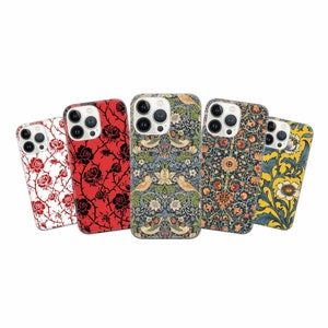 William Morris Phone Case Vintage Cover Cover iPhone 16 Pro Max, 15 Plus, 14, 13, 12, 11,  XS & Samsung S24, S23, A55, A54, Pixel 9 Pro, 8