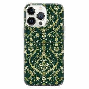 花柄モチーフの携帯電話ケース ダマスクカバー iPhone 16 Pro Max、15 Plus、14、13、12、11、XS、Samsung S24、S23、A55、A54、Pixel 9 Pro、8用