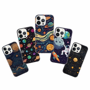 Funda para teléfono con diseño de astronauta y diseño cósmico para iPhone 16 Pro Max, 15 Plus, 14, 13, 12, 11, XS y Samsung S24, S23, A55, A54, Pixel 9 Pro, 8