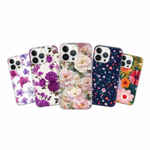 Cute Floral Phone Case Lowely Flowers Cover for iPhone 16 Pro Max, 15 Plus, 14, 13, 12, 11,  XS & Samsung S24, S23, A55, A54, Pixel 9 Pro, 8