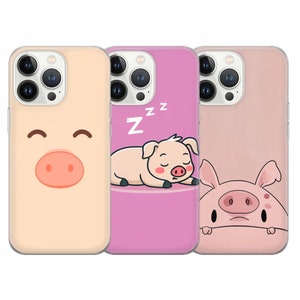 Funda de teléfono con diseño de cerdito de dibujos animados, bonita funda de cerdo para iPhone 16 Pro Max, 15 Plus, 14, 13, 12, 11, XS y Samsung S24, S23, A55, A54, Pixel 9 Pro, 8