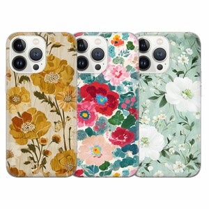 Vintage Floral Phone case Flower Art Cover for iPhone 16 Pro Max, 15 Plus, 14, 13, 12, 11,  XS & Samsung S24, S23, A55, A54, Pixel 9 Pro, 8