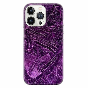 Purple Glitter Phone case Sparkling Cover for IPhone 16 Pro Max, 15 Plus, 14, 13, 12, 11, XS & Samsung S24, S23, A55, A54, Pixel 9 Pro,
