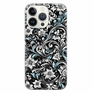 Floral Pattern Phone Case Flower Art Cover for iPhone 16 Pro Max, 15 Plus, 14, 13, 12, 11,  XS & Samsung S24, S23, A55, A54, Pixel 9 Pro, 8